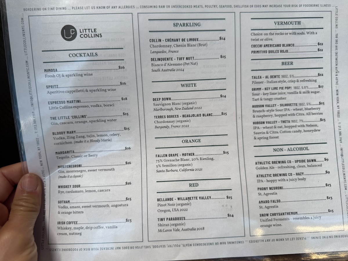 Little Collins Menu - Image 3